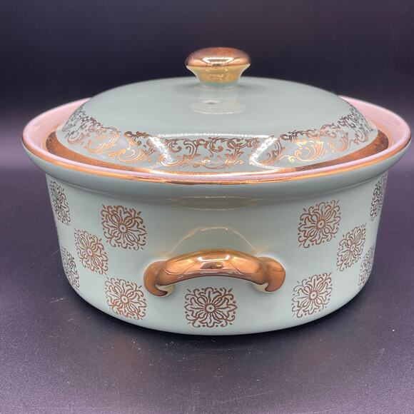 Vtg Hall China Monterey (#76) Gold Label Medallion Covered Casserole With Lid - Picture 2 of 10